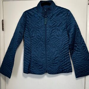 Nine West Quilted Jacket 2 Zippered Front Pockets Blue